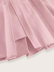 SHEIN ICON Plus Solid Pleated Skirt - Dusty Pink - View 3