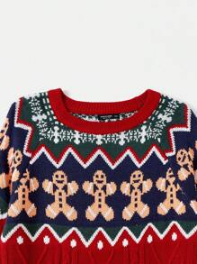 Flirla Áo len tay raglan họa tiết hình học chủ đề Giáng sinh, kiểu dáng chui đầu, thích hợp cho mùa thu đông. - Nhiều màu - Xem 5