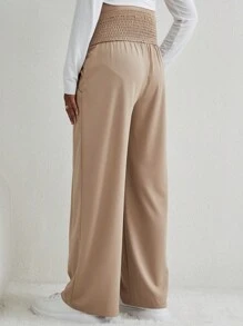 SHEIN Maternity Wide Leg Pants - Camel - View 2