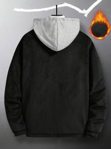 Manfinity Homme 1 chiếc áo khoác có dây kéo có mũ trùm đầu phù hợp cho nam giới - màu đen - Xem 2