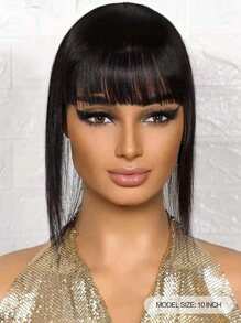 Natural Black Topper Hair With Bangs Human Hair Toppers For Women Clip In Hair Extensions Daily Use - Natural Black - View 2