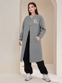 Mulvari Letter Graphic Drop Shoulder Coat