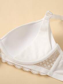 SHEIN Maternity Lace Trim Underwire Bra Lingerie - White - View 6
