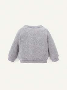 Cozy Pixies Bebé niño Pantalones deportivos con sudadera con patrón de letra - Gris - Ver 2