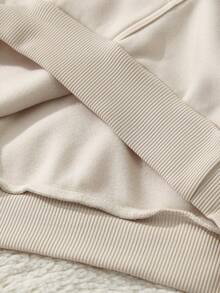 SHEIN Unity Áo nỉ có mũ trùm đầu họa tiết chữ cái thường ngày cho nữ, túio, mùa thu - Màu be - Xem 7