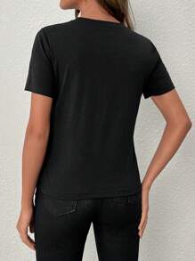 SHEIN Essnce T-shirt À Paillettes Avec Motif Cœur - Prune - Voir 2