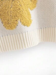 SHEIN Tween Girl Floral Pattern Mock Neck Sweater - Apricot - View 6