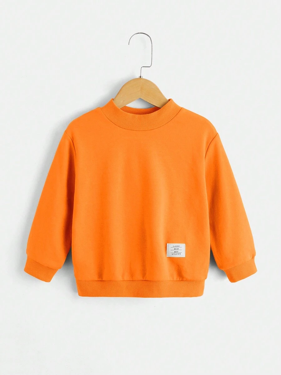 SHEIN 男小童字母補丁細節運動衫 - 橘色 - 查看 1