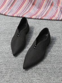 Flat Bottomed Shoes - Black - View 8