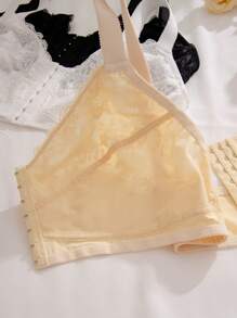 Plus 3pcs Hook And Eye Lace Overlay Bra - Multicolor - View 8