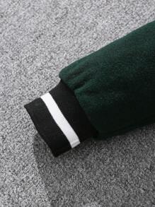 SHEIN Chico joven Abrigo con estampado de letra con forro teddy con capucha - Negro - Ver 6