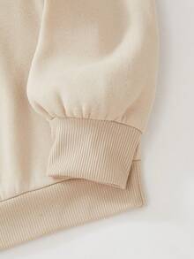 SHEIN EZwear Women's Fun Printed Fleece Sweatshirt - Apricot - View 5