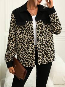 SHEIN Unity 1pc Leopard Print Flap Detail Shirt - Multicolor - View 4