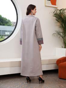 Contrast Panel Arabian Dress - Mauve Purple - View 2