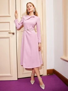 MOTF PREMIUM FRONT BOW PEARL BELT DRESS - Pink - View 4