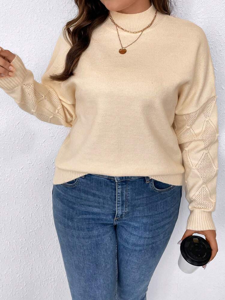 Plus Mock Neck Drop Shoulder Sweater