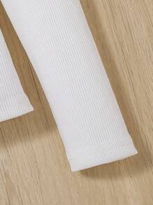 SHEIN Leap Crew 女小童珍珠串珠羊腿袖T恤