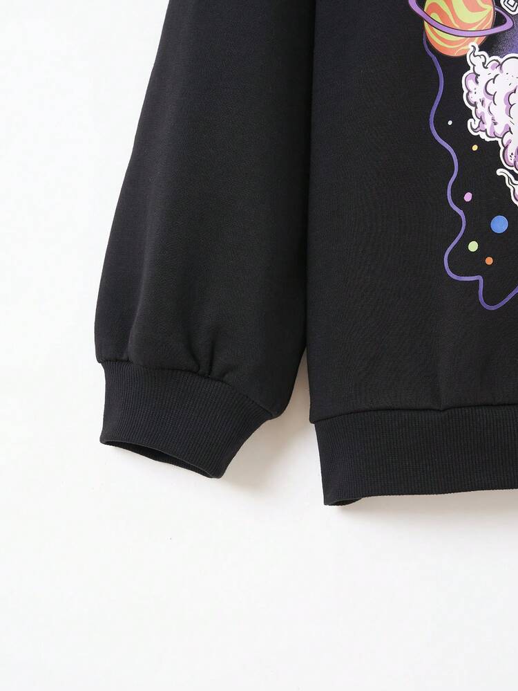 Plus Skull & Letter Graphic Drop Shoulder Sweatshirt