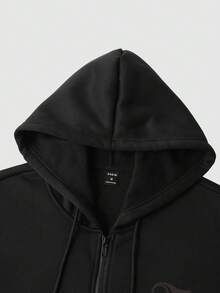 Manfinity EMRG Nam Đồ họa Chữ cái Thả vai Hoodie - màu đen - Xem 5