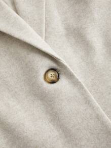 SHEIN BASICS Lapel Neck Single Button Overcoat - Beige - View 8