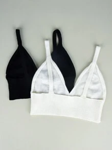 2 Packs Solid Crop Knitted Cover Up - Black and White - View 3