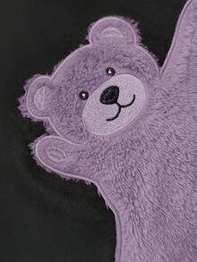 SHEIN Bộ đồ nỉ nỉ thời trang NovaGlow Young Girl Young Girl, dày dặn - Màu tím - Xem 4