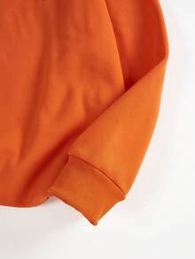 SHEIN EZwear Plus Letter Graphic Drop Shoulder Sweatshirt - Orange - View 4