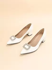 Fall/Winter Women's Simple High Heeled Pump Shoes,Elegant - White - View 2