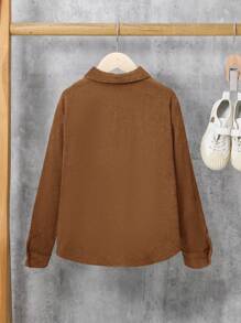 SHEIN 男大童1入組口袋貼布前紐扣襯衫