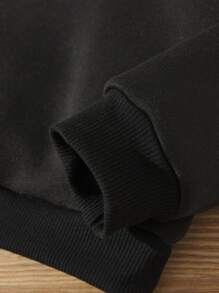 SHEIN Young Girl Leopard Letter Graphic Pullover ,Mommy And Me Matching Outfits , 2 Pieces Are Sold Separately - Black - View 5