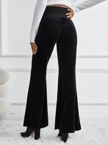 SHEIN Thai sản Vòng eo có thể điều chỉnh Quần ống loe - màu đen - Xem 2