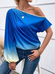 SHEIN VCAY 漸層不對稱領襯衫 - 彩色 - 查看 1