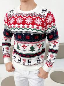 Manfinity RebelGame Men Christmas Pattern Sweater - Multicolor - View 1