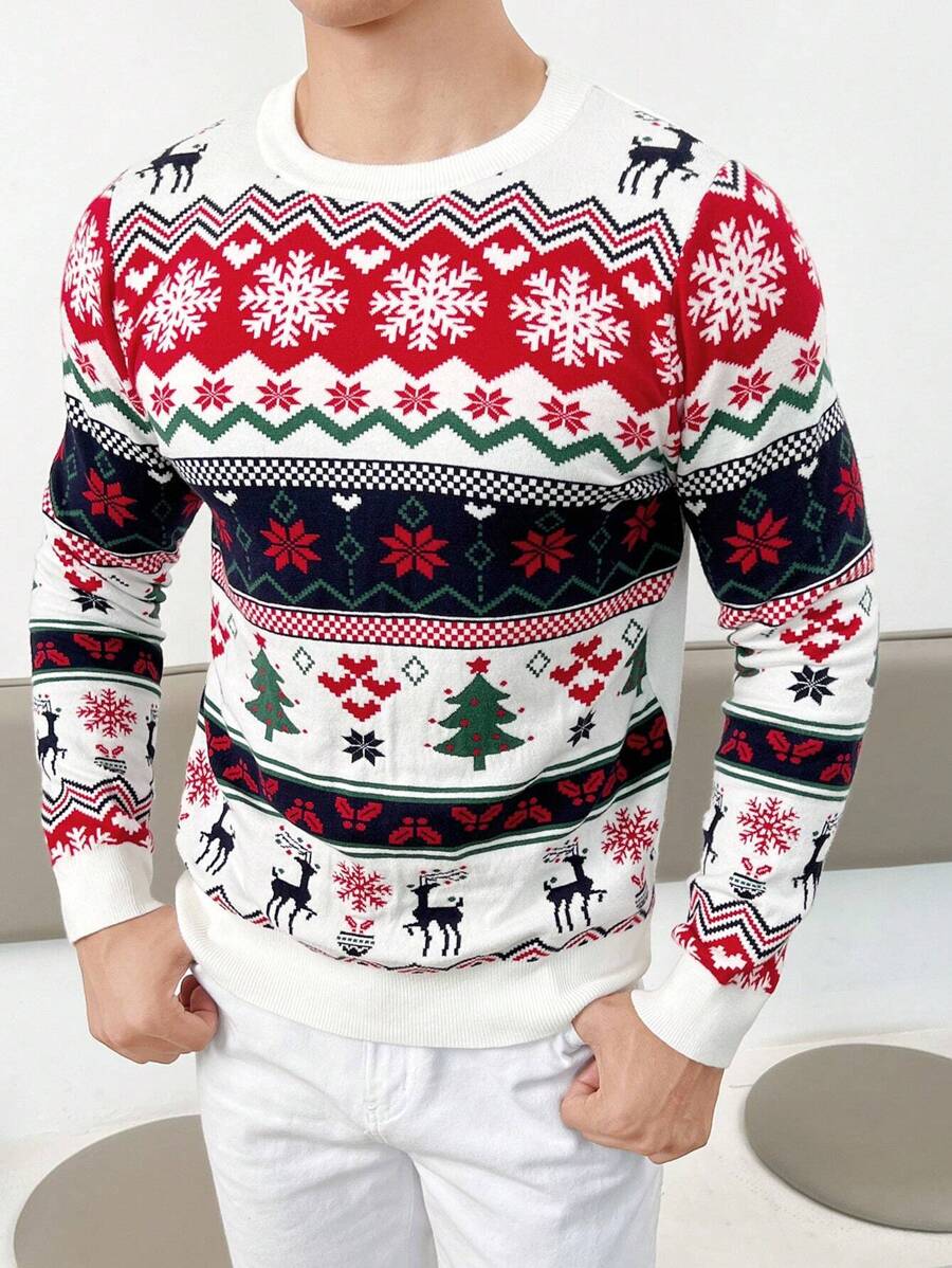 Manfinity RebelGame Men Christmas Pattern Sweater - Multicolor - View 1