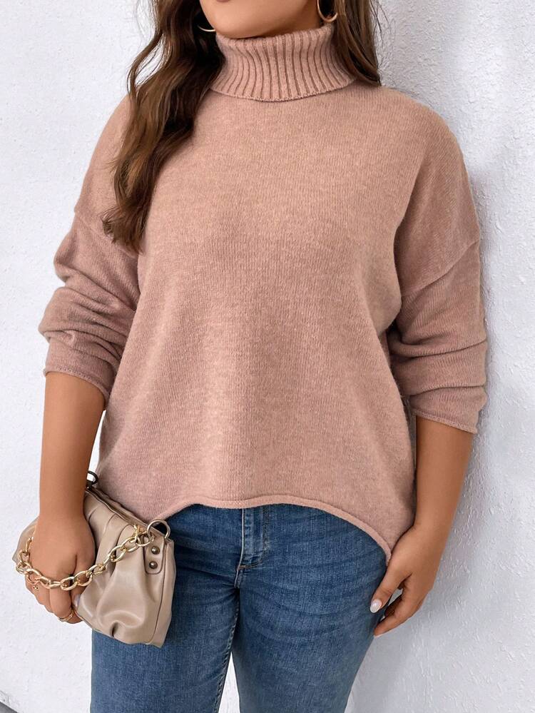 Plus Turtleneck Drop Shoulder Sweater