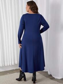 SHEIN Maternidade Plus Sólido Frente Pregueada Vestido