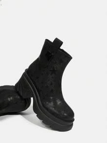 SheIn VCAY Đúng mốt Giày bốt ngắn - màu đen - Xem 3