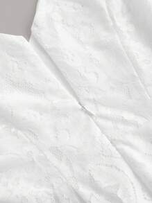 Chiquease Solid Lace High Low Hem Dress - White - View 4