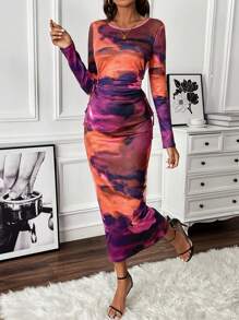 SHEIN Clasi Nhuộm buộc Váy bodycon - Nhiều màu - Xem 6