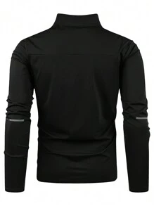 Manfinity Sport Corelite Áo khoác thể thao cho nam Half Zip Thumb Holes - màu đen - Xem 2