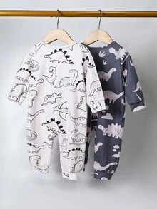 Đứa bé trai 2 Miếng In Khủng long Áo liền quần - Nhiều màu - Xem 2