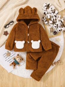 Đứa bé trai Thiết kế tai 3D áo có mũ Áo Teddy Jackets
   & Quần - Nhiều màu - Xem 1