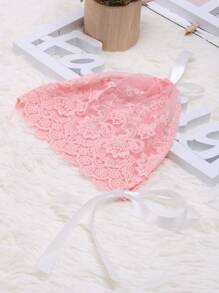 Baby Girl Solid Lace Hat Photography Prop - Pink - View 3