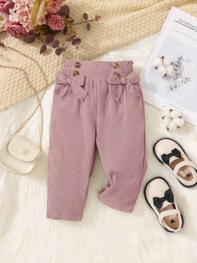 女嬰前蝴蝶結紙袋腰長褲