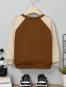 SHEIN Young Boy Letter Graphic Raglan Sleeve Sweatshirt - Multicolor - View 2