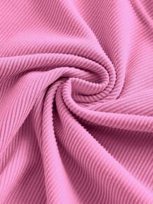 SHEIN BASICS Top crop de cuello scoop tejido de canalé - Rosa - Ver 4