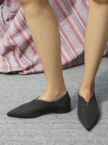 Flat Bottomed Shoes - Black - View 6