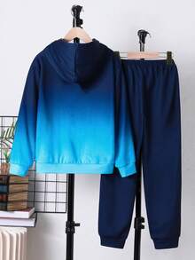 SHEIN Cậu bé Tween Đồ họa Chữ cái Bóng Áo Hoodie & Quần thể thao - Nhiều màu - Xem 2