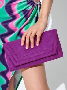 BizChic 優雅的霓虹紫線細節方形包,工作包 - 紫色 - 查看 7