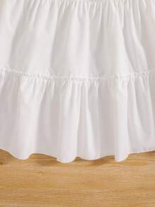 SHEIN 女大童素色荷葉邊半身裙